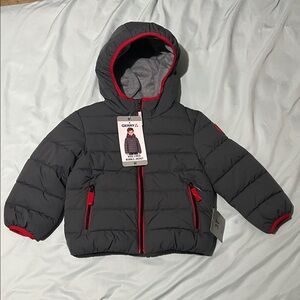 Gerry Kids Puffer Jacket - Dark Gray with Red Accents
